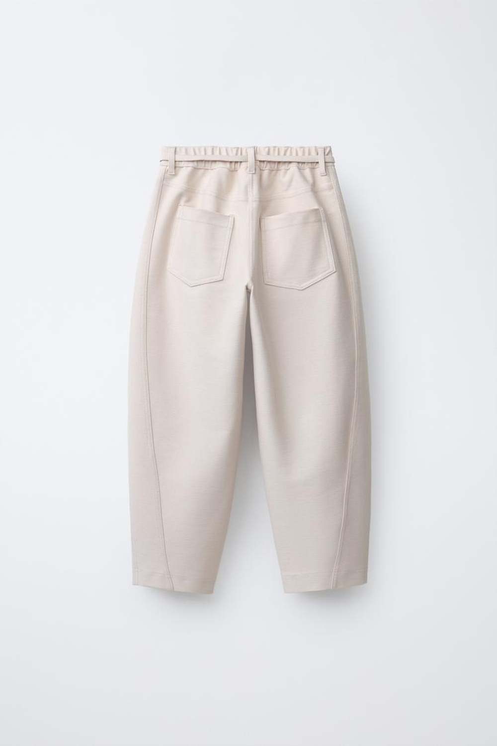 ZARA БРЮКИ BARREL НА ШНУРКЕ, ЭКРЮ