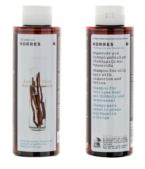 Шампунь KORRES с экстрактом солодки и уртиквы для жирных волос, 250 мл