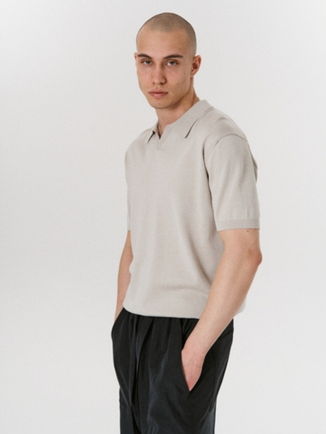 Серая вязаная футболка-поло LAINE