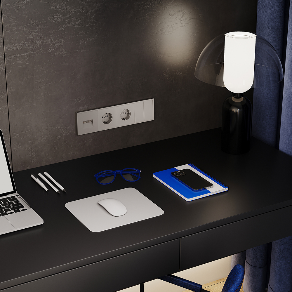 Выключатель встраиваемый VOLTUM S70 двухклавишный 10А VLS020103 кашемир