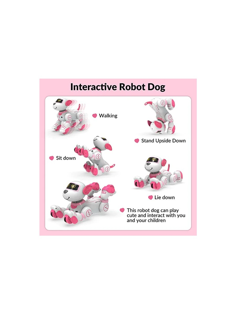 Радиоуправляемый робот-собака Volantex RC Умный друг звук, свет, танцы, розовая