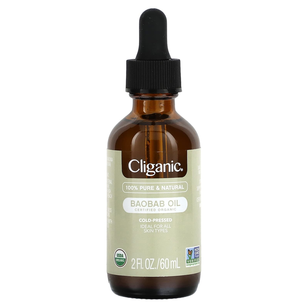 Cliganic, 100% чистое и натуральное, масло баобаба, 60 мл (2 жидк. унц.)