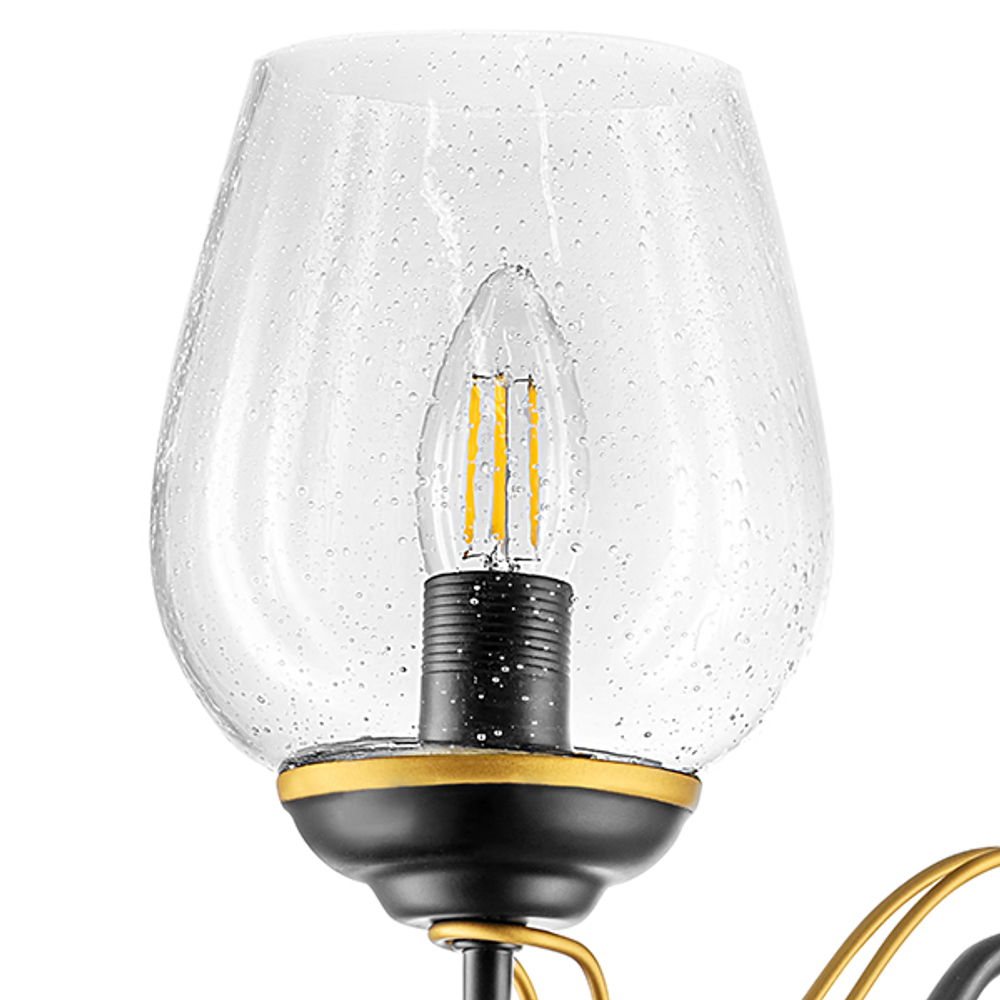 734627 Бра BOLLA 2х40W E14 ЧЕРНЫЙ/ЗОЛОТО/ПРОЗРАЧНЫЙ