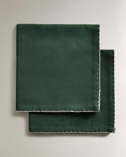 ZARA HOME САЛФЕТКИ С ФЕСТОНАМИ (НАБОР ИЗ 2 ШТ.), ЗЕЛЕНЫЙ