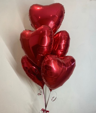 Шары для девушки красные сердца 5 шт