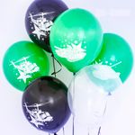 Шар (12''/30 см) Воздушно-десантная техника, Черный/Зеленый, пастель, 4 ст, 25 шт.