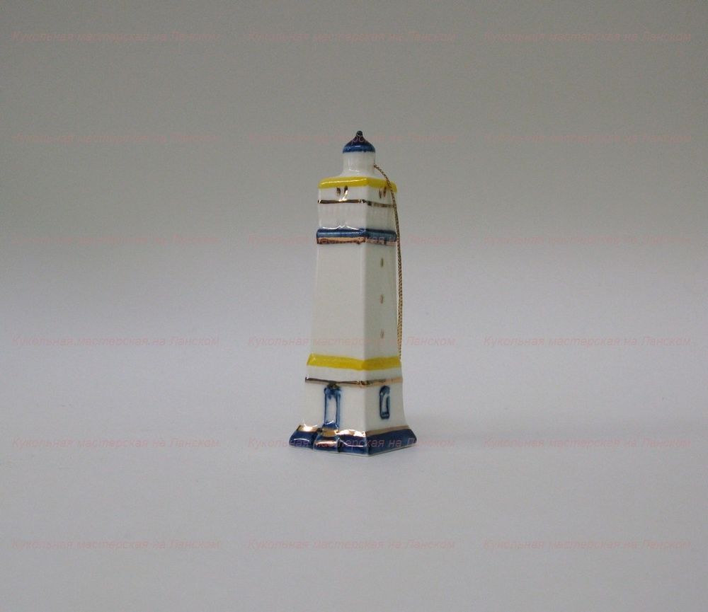 Фарфоровая елочная игрушка "Маяк" квадратный