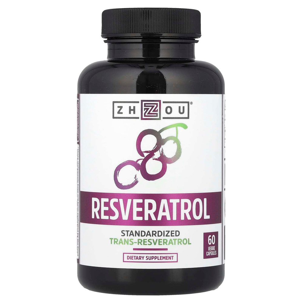 Zhou Nutrition, Ресвератрол, 60 растительных капсул