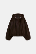 Мягкая куртка-бомбер с капюшоном оверсайз - ZARA