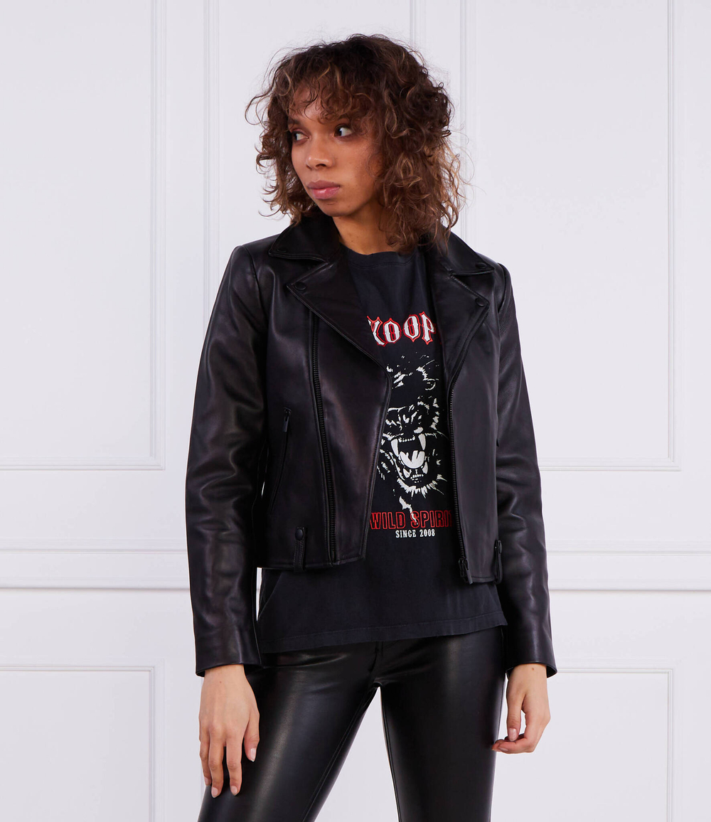 Кожаная куртка The Kooples - черный(FCUI25009K)