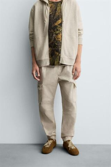 ZARA БРЮКИ КАРГО SLIM FIT, ЦВЕТ ЛЬДА