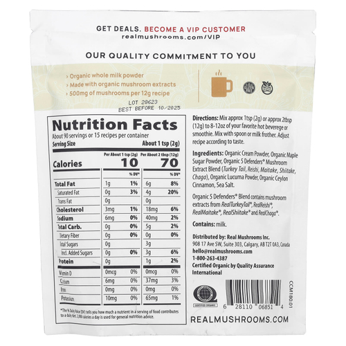 Real Mushrooms, Функциональные молочные сливки, 180 г (6,35 унции)