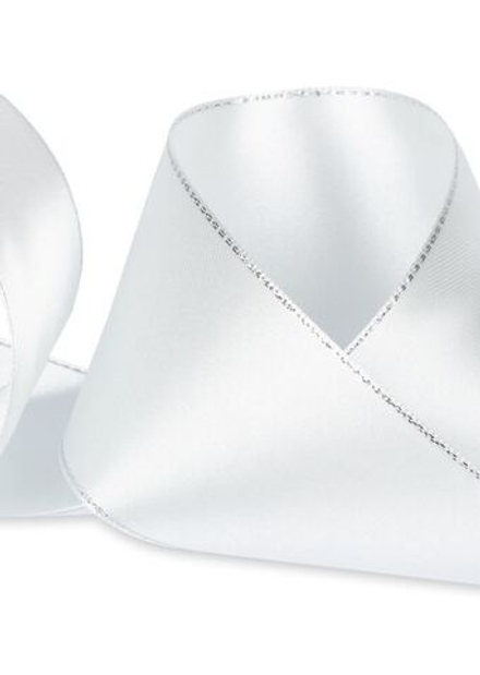 Лента атласная 50 мм,AL-50M ,двухстор. с металл. нитью 33 м, цв.132 под серебро