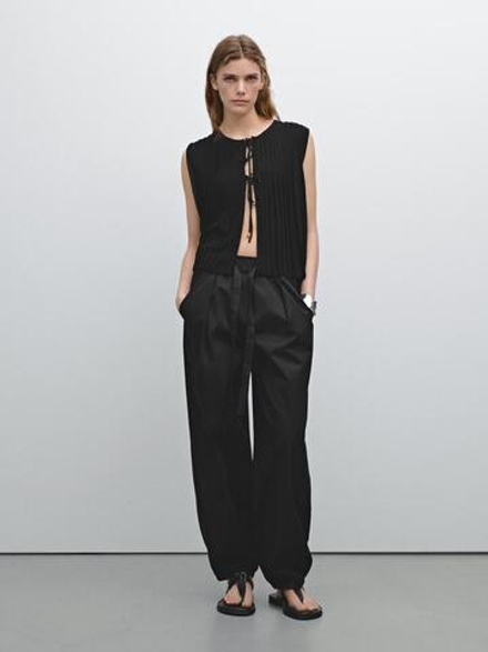 Massimo Dutti Джоггеры из 100% хлопка, черный