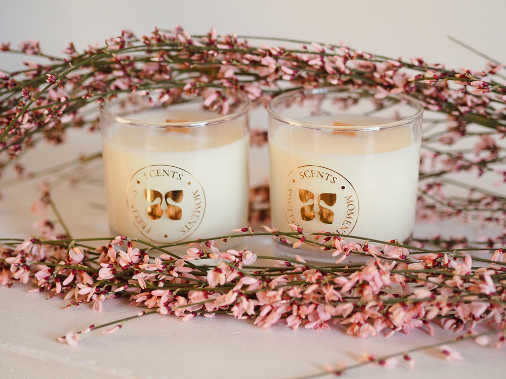 Свеча в стеклянном стакане 320 мл, «Фрезия под дождем»