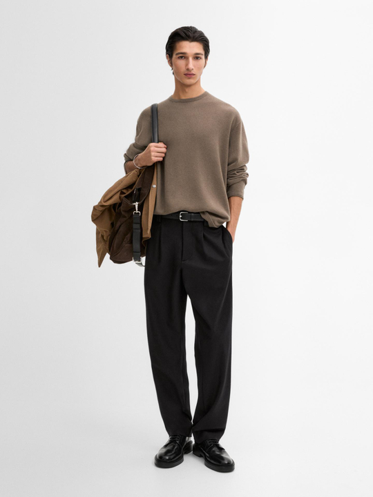 Massimo Dutti СВИТЕР ИЗ СМЕСОВОЙ ШЕРСТИ, КОФЕЙНЫЙ