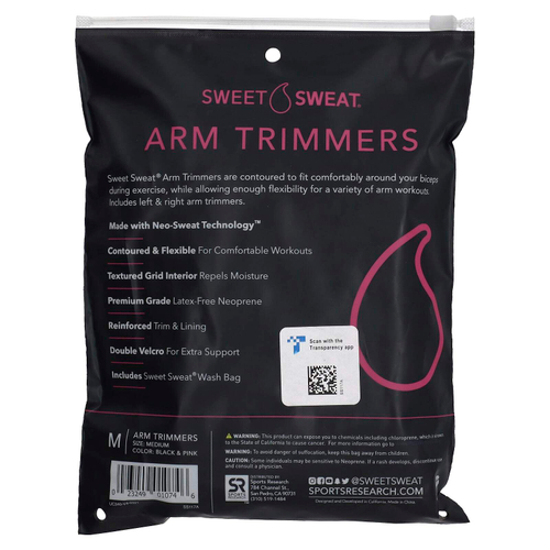 Sports Research, Sweet Sweat, триммеры для рук, средние, черный и розовый, 1 пара