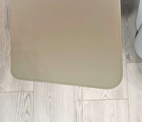 Приставной журнальный столик 4534, сталь, бежевая экокожа