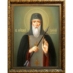 Василий Печерский, преподобномученик, иеромонах. Икона на холсте.