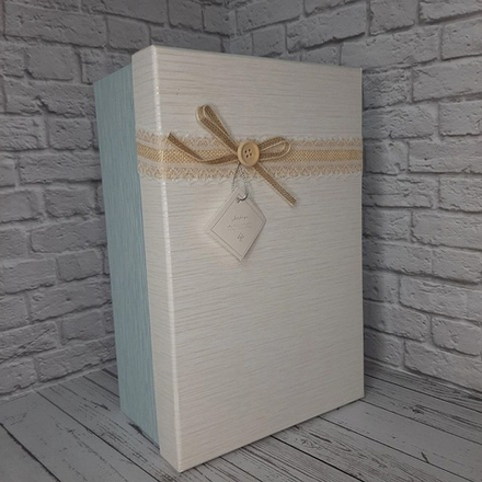 Коробка ПРЯМОУГ Мал 25*15*9 АЙВОРИ/ГОЛУБОЙ