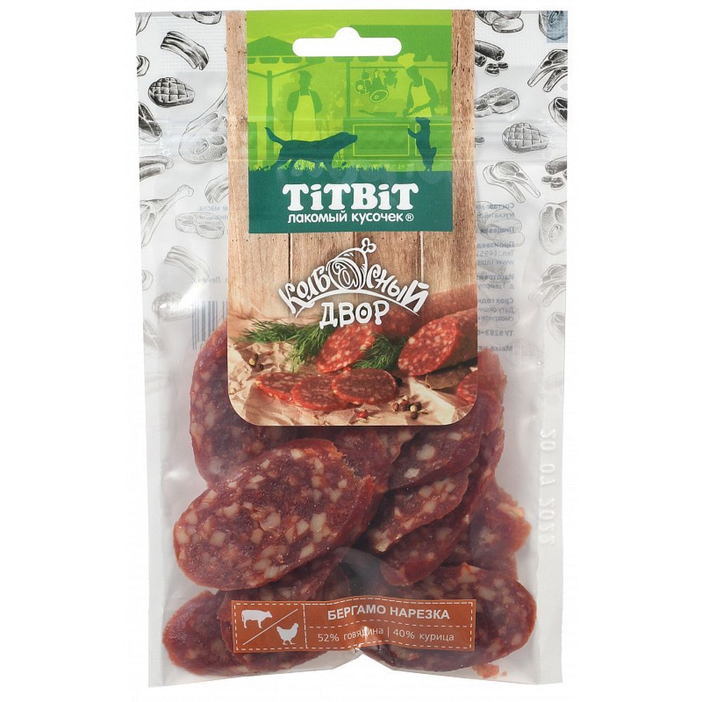 Нарезка Бергамо Колбасный двор 80 г лакомство для собак 022320 (TitBit) Нарезка Бергамо Колбасный двор 80 г лакомство для собак 022320 (TitBit)