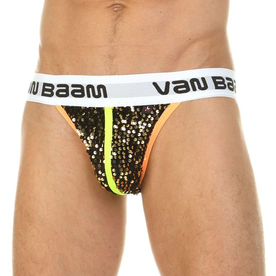 Мужские трусы танга с золотистыми пайетками Van Baam