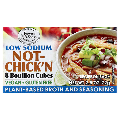 Edward & Sons, Not-Chick'n™, бульонные кубики, с низким содержанием натрия, 8 штук