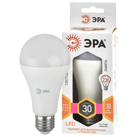 Лампочка светодиодная ЭРА STD LED A65-30W-827-E27 E27 / Е27 30Вт груша теплый белый свет