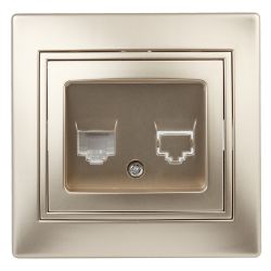 Розетка Intro Plano 1-303-04 информационная RJ45 IP20 СУ шампань