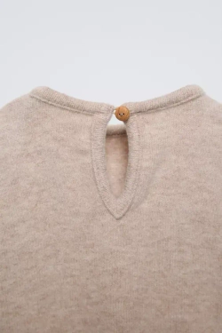 ZARA ФУТБОЛКА ИЗ ТКАНИ SOFT TOUCH, СВЕТЛО-БЕЖЕВЫЙ