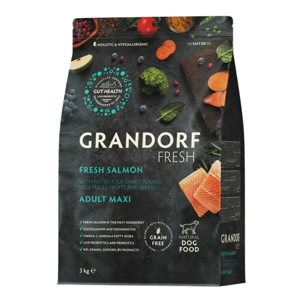 Сухой корм GRANDORF Fresh Dog Adult MAXI Salm&Sweet Potato для собак крупных пород из свежего мяса лосося с бататом