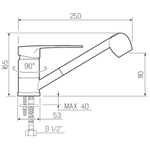Смеситель для кухни, РМС, выдвиж излив, с картриджем, хром, SL52-014