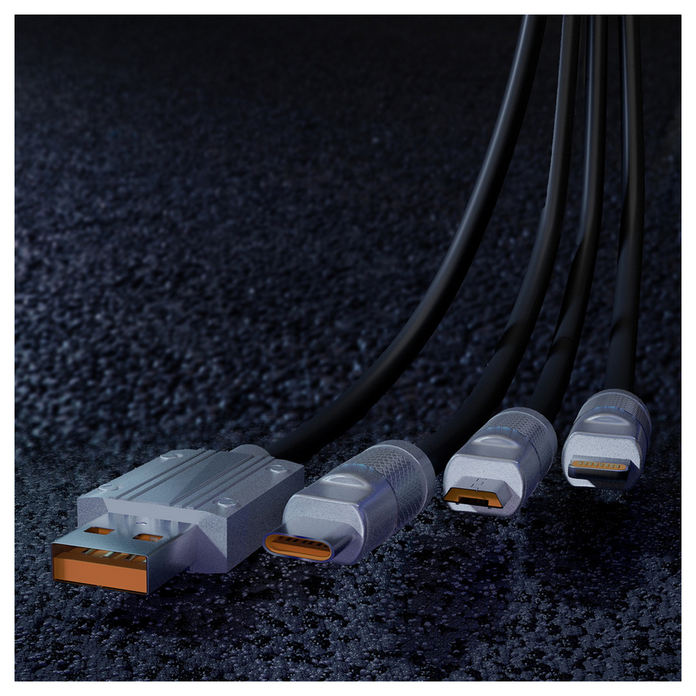 Кабель Smartbuy Bold 3 в1 универсальный, USB - Micro-USB/Lightning/Type C, экстрапрочный, 3A output,
