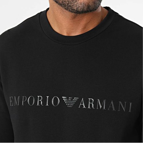 Мужской домашний костюм черный: толстовка и штаны Emporio Armani  111943_3F595 00020