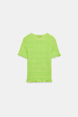 ZARA КАРДИГАН ВЯЗКА "СОТЫ", ЛАЙМОВЫЙ