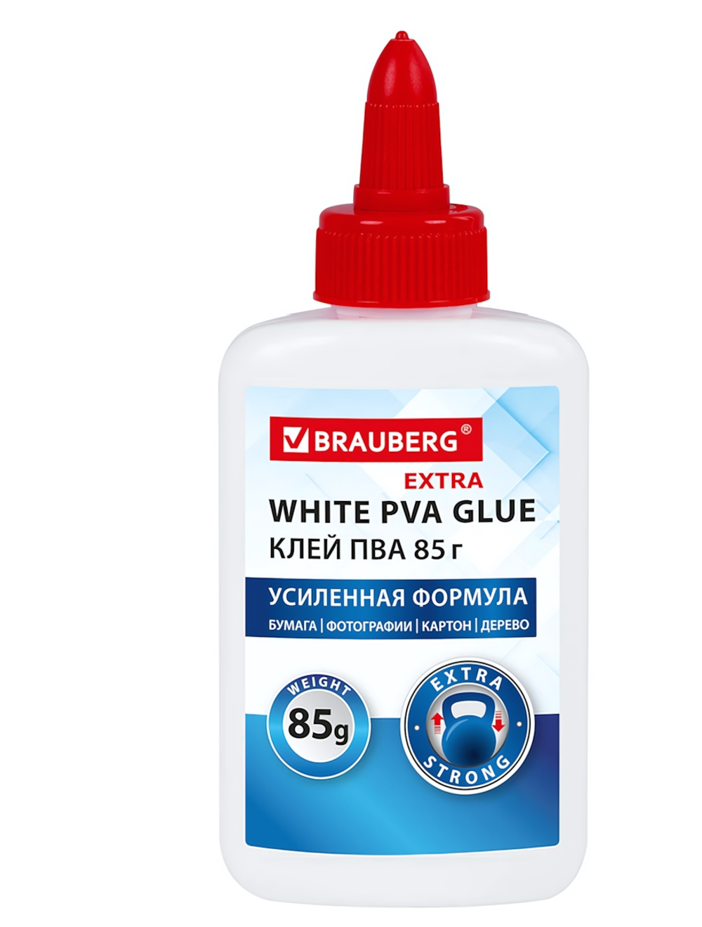 Клей ПВА Extra 85г. усиленная формула (бумага, фотографии, картон, дерево) (BRAUBERG)