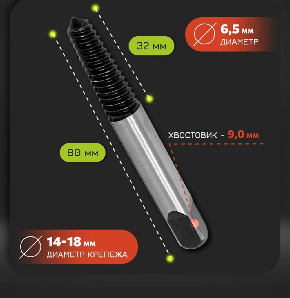 Набор экстракторов квадратный, 5 шт, хром-ван. сталь