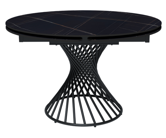 Стол ЛАВА, керамический раздвижной круглый D120-180х76 Black Gold матовый / черный муар