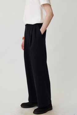 Брюки мужские со складками из шерсти в полоску