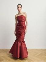Красное платье-макси из тафты с драпировкой "Minuit"