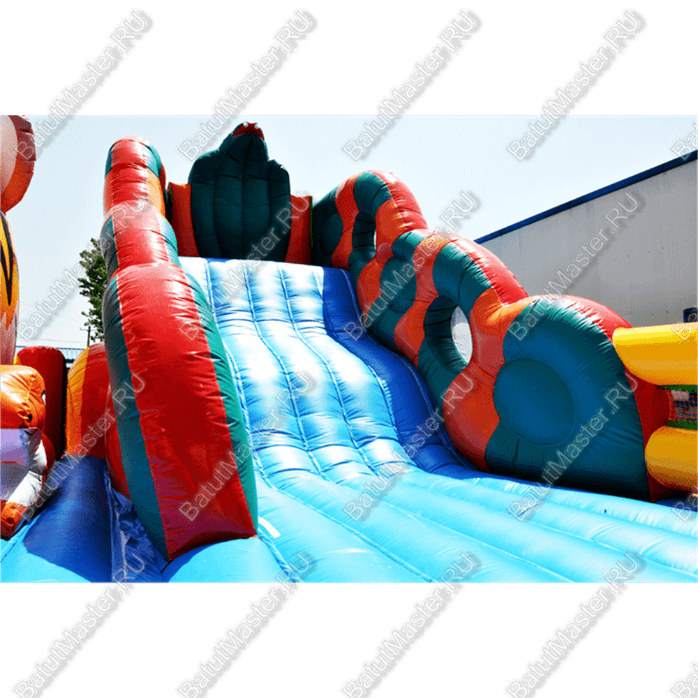 Большая надувная горка "Кобра эконом с роботом", 12*11*7 м