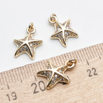Подвеска Морская звезда, цвет золото, фианиты, размер 14*10 мм, цена за 1 шт