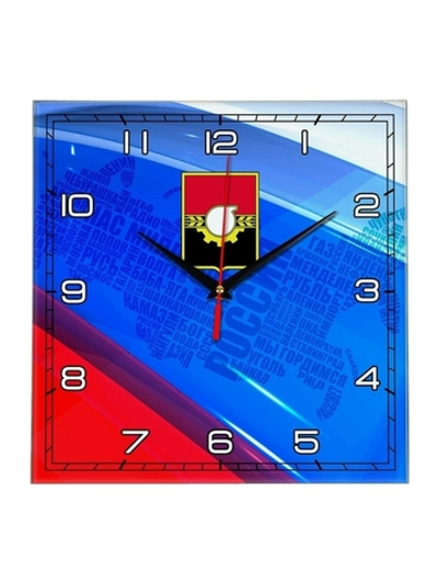 Часы с флагом РФ и гербом города Кемерово 02 Декор для дома, подарок