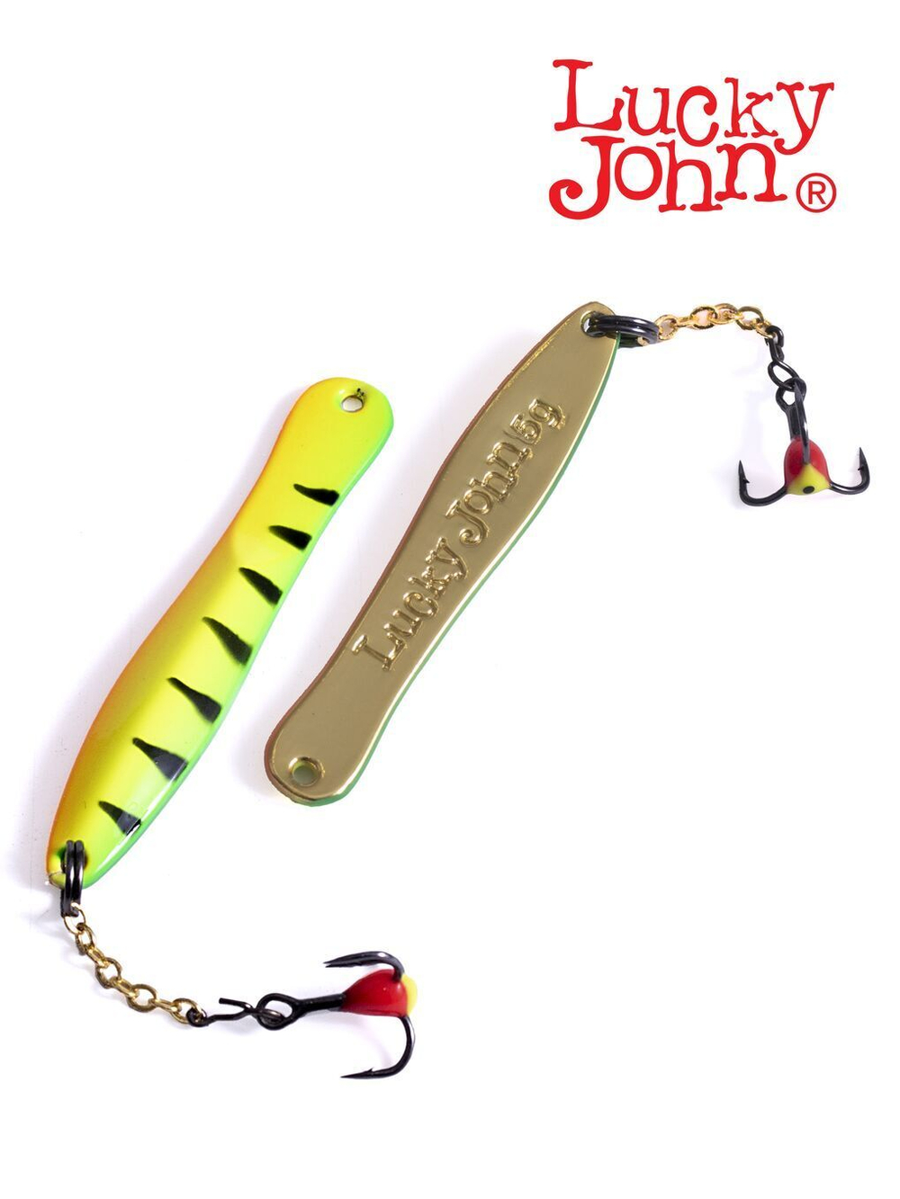 Блесна вертикальная зимняя Lucky John WALLE с цепочкой и тройником 50мм TIGER блистер