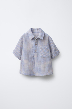 ZARA РУБАШКА В КЛЕТКУ, СИНИЙ