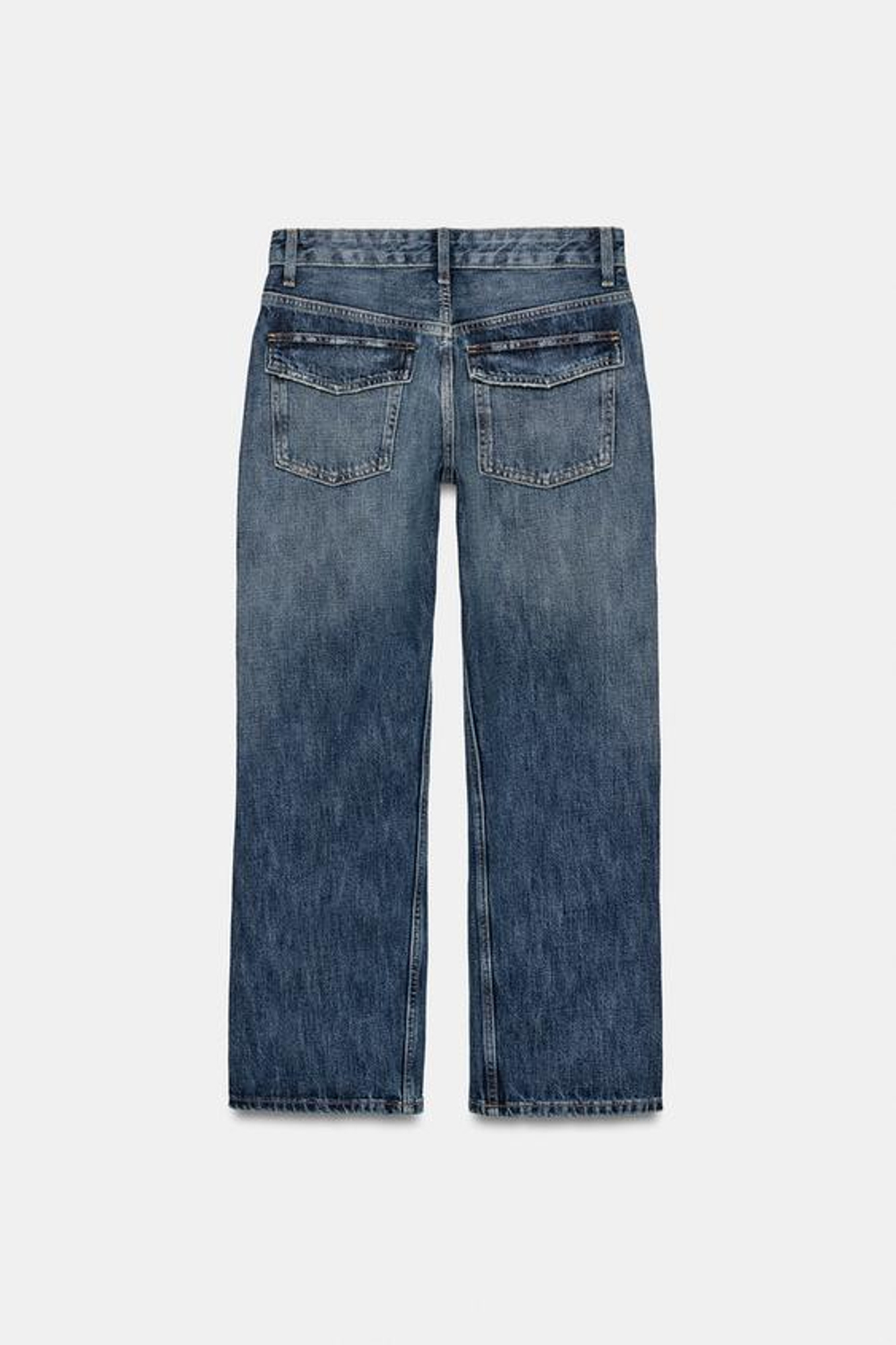 ZARA УКОРОЧЕННЫЕ ДЖИНСЫ TRF СО СРЕДНЕЙ ПОСАДКОЙ, МОРСКОЙ СИНИЙ