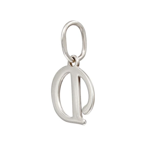 Подвеска в виде буквы Д - кулон из серебра 925 пробы, вид полубоком сзади