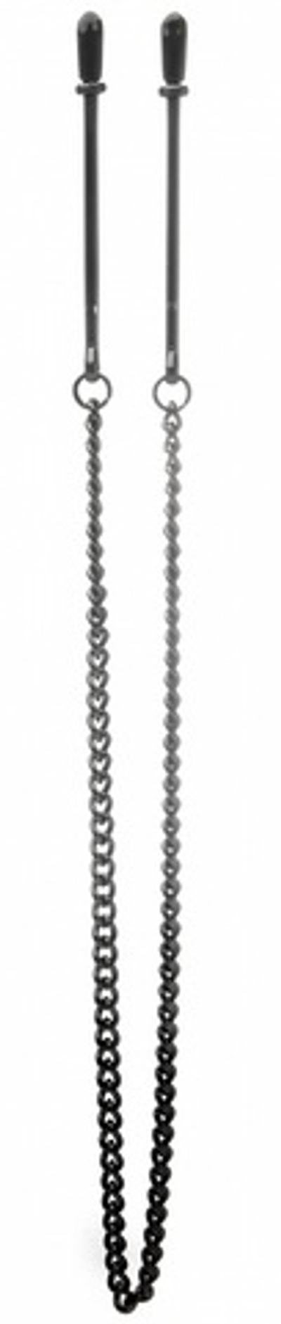 Чёрные клипсы на соски с цепочкой (Цвет: черный)