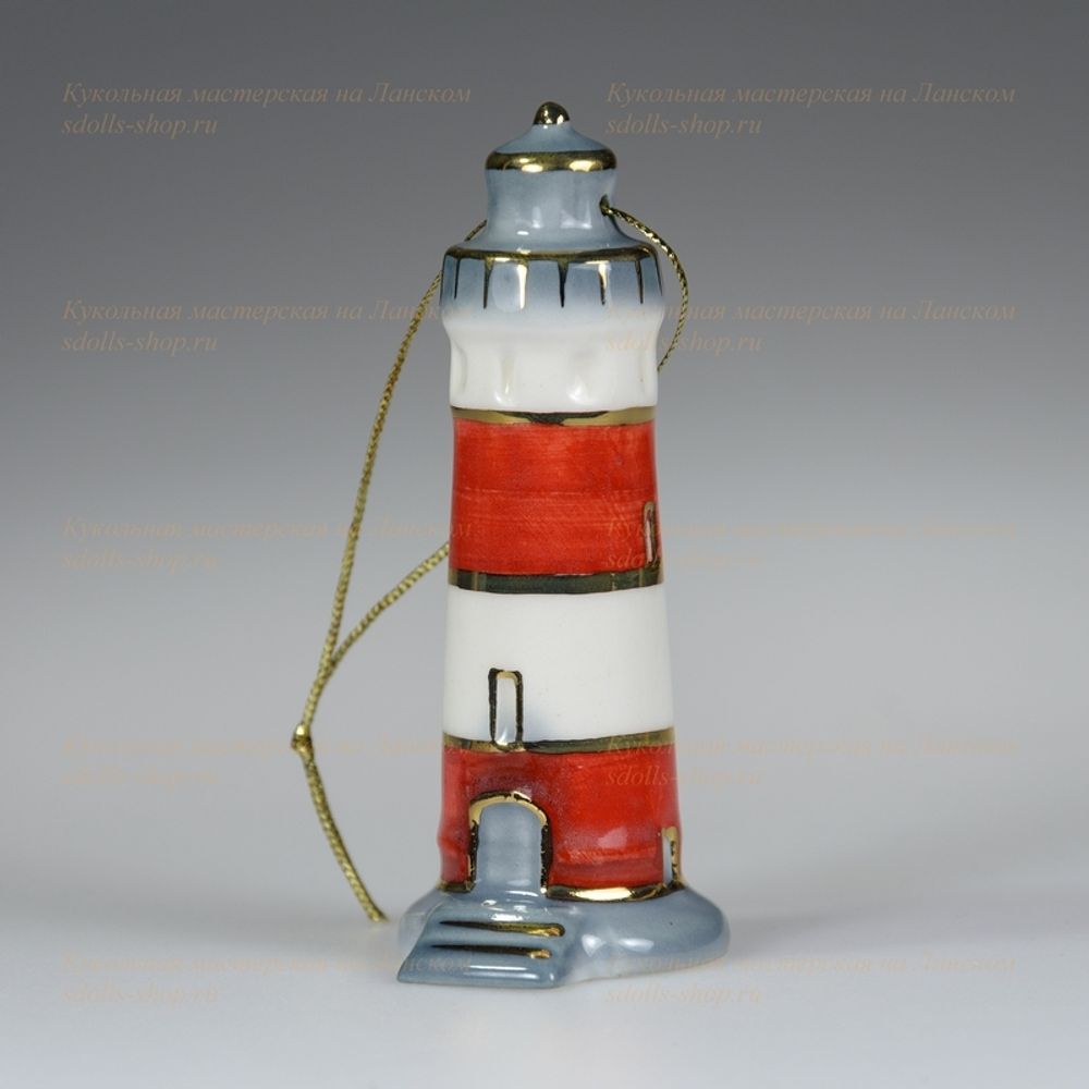 Фарфоровая елочная игрушка "Маяк" круглый