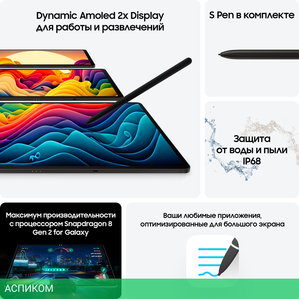 Планшет Samsung Galaxy Tab S9 12/256Gb LTE Gray (SM-X716BZAECAU)